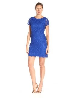 Adrianna Papell - Lace Bateau Neck Sheath Dress 13263430