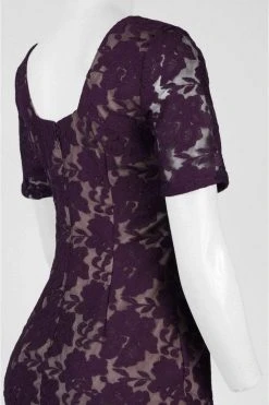 Adrianna Papell - Lace Bateau Sheath Dress AP1D100772 - 1 Pc Plum Wine In Size 8 Available 14 Adrianna Papell - Lace Bateau Sheath Dress AP1D100772 - 1 Pc Plum Wine In Size 8 Available