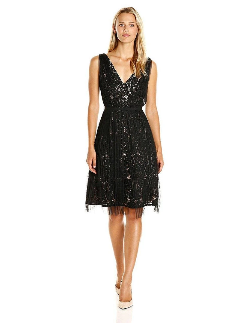 Cocktail Dresses Adrianna Papell - Lace V-Neck Dress AP1D100192 3 Cocktail Dresses Adrianna Papell - Lace V-Neck Dress AP1D100192