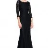 Adrianna Papell - Long Sleeves Lace Long Dress 91879130