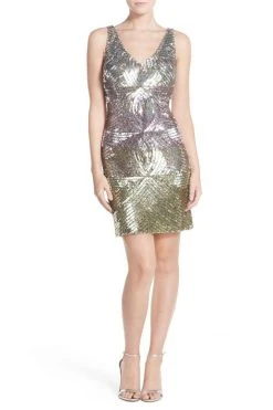 Cocktail Dresses Adrianna Papell - Multi-Color Sequined Short Dress 41921970