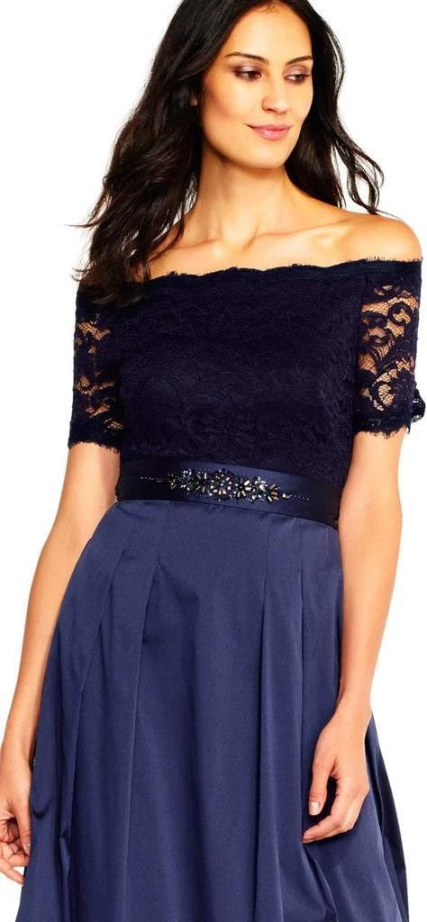 Formal Gowns Adrianna Papell - Off-Shoulder Taffeta A-line Gown AP1E201965 - 1 Pc Navy In Size 16 Available 5 Formal Gowns Adrianna Papell - Off-Shoulder Taffeta A-line Gown AP1E201965 - 1 Pc Navy In Size 16 Available