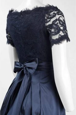 Formal Gowns Adrianna Papell - Off-Shoulder Taffeta A-line Gown AP1E201965 - 1 Pc Navy In Size 16 Available 9 Formal Gowns Adrianna Papell - Off-Shoulder Taffeta A-line Gown AP1E201965 - 1 Pc Navy In Size 16 Available