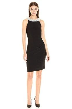 Adrianna Papell - Pearl Bejeweled Halter Neck Short Dress AP1D100522 Cocktail Dresses