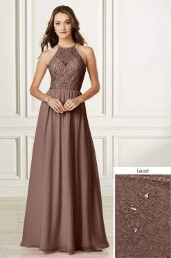 Formal Gowns Adrianna Papell Platinum - 40175 Lace Halter Chiffon A-line Dress