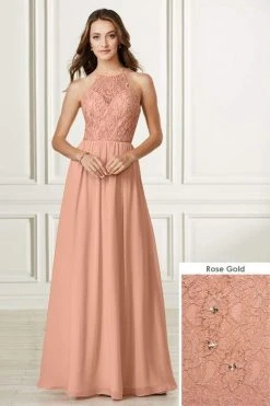 Formal Gowns Adrianna Papell Platinum - 40175 Lace Halter Chiffon A-line Dress