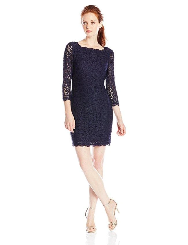 Adrianna Papell - Quarter Length Sleeve Lace Dress 41864780 Cocktail Dresses 3 Adrianna Papell - Quarter Length Sleeve Lace Dress 41864780 Cocktail Dresses