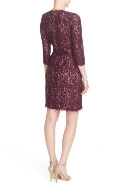Cocktail Dresses Adrianna Papell - Quarter Length Sleeves Lace Short Dress 41910400