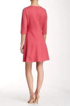 Cocktail Dresses Adrianna Papell - Quarter Length Sleeves Ponte A-Line Dress 15247232