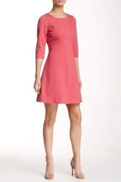 Cocktail Dresses Adrianna Papell - Quarter Length Sleeves Ponte A-Line Dress 15247232