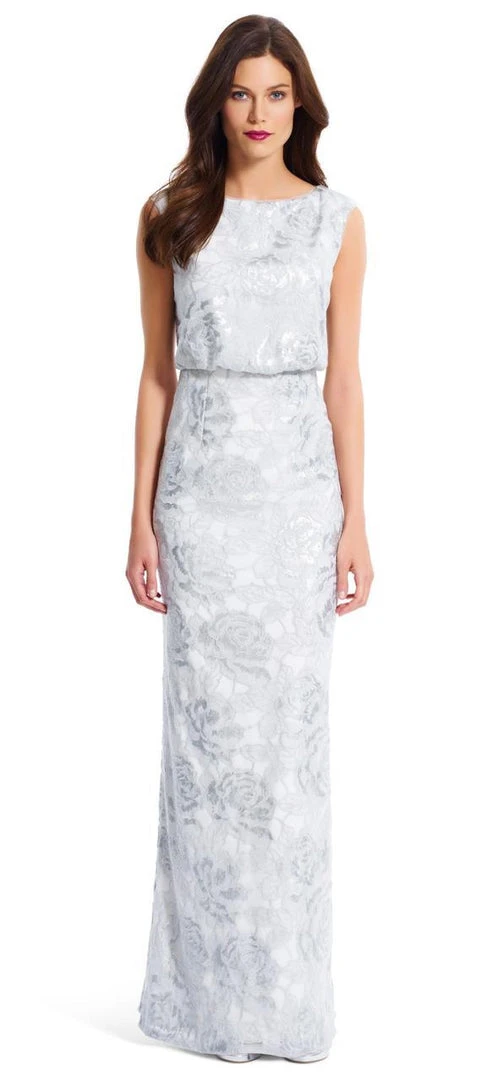 Adrianna Papell - Sequined Bateau Neck Dress 81917490 3 Adrianna Papell - Sequined Bateau Neck Dress 81917490