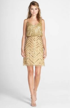 Adrianna Papell - Sequined Chevron Dress 41913670