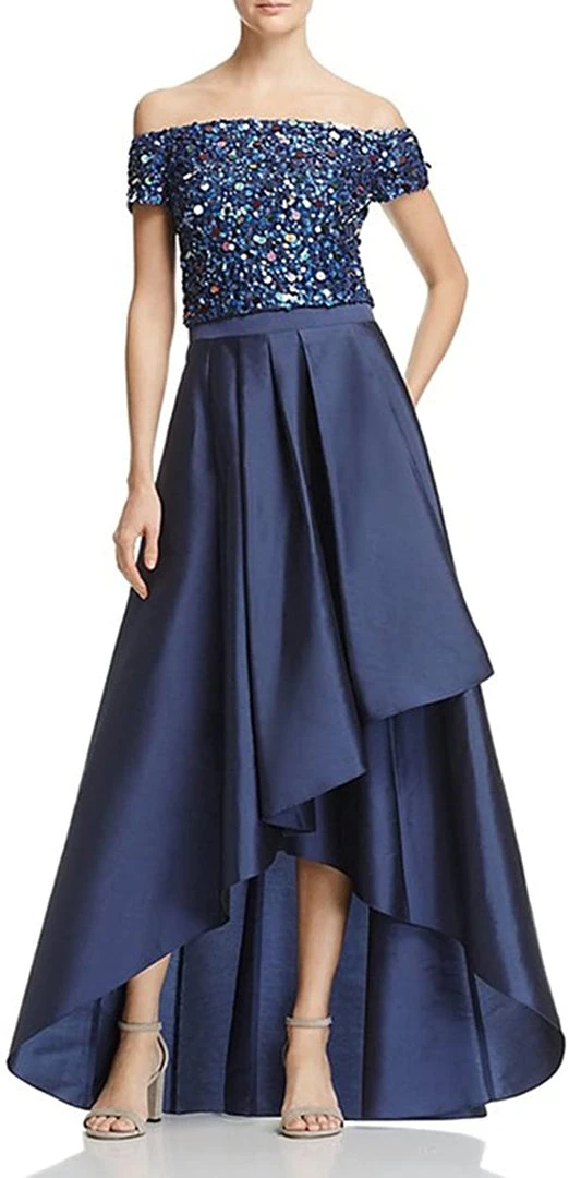 Adrianna Papell - Sequined High Low Gown AP1E201583 3 Adrianna Papell - Sequined High Low Gown AP1E201583
