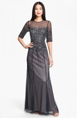 Formal Gowns Adrianna Papell - Sequined Jewel Neck Dress 91863332