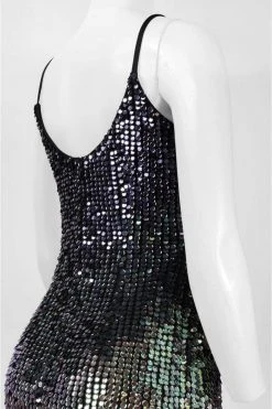 Adrianna Papell - Sequined Scoop Neck Dress 41917150