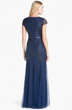 Formal Gowns Adrianna Papell - Sequined V Neck Long Dress 91885900