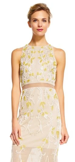 Formal Gowns Adrianna Papell - Sheer Floral Beaded Dress AP1E200993