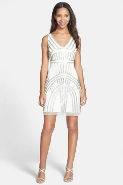 Adrianna Papell - Sleeveless Beaded Cocktail Dress 41891430