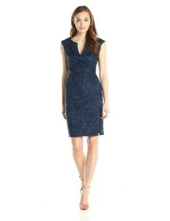 Adrianna Papell - Split V-Neck Lace Dress 15252690