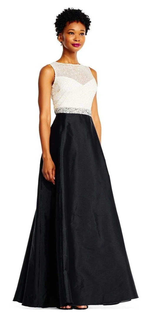 Adrianna Papell - Two Toned Embellished Gown AP1E201225 Formal Gowns 6 Adrianna Papell - Two Toned Embellished Gown AP1E201225 Formal Gowns