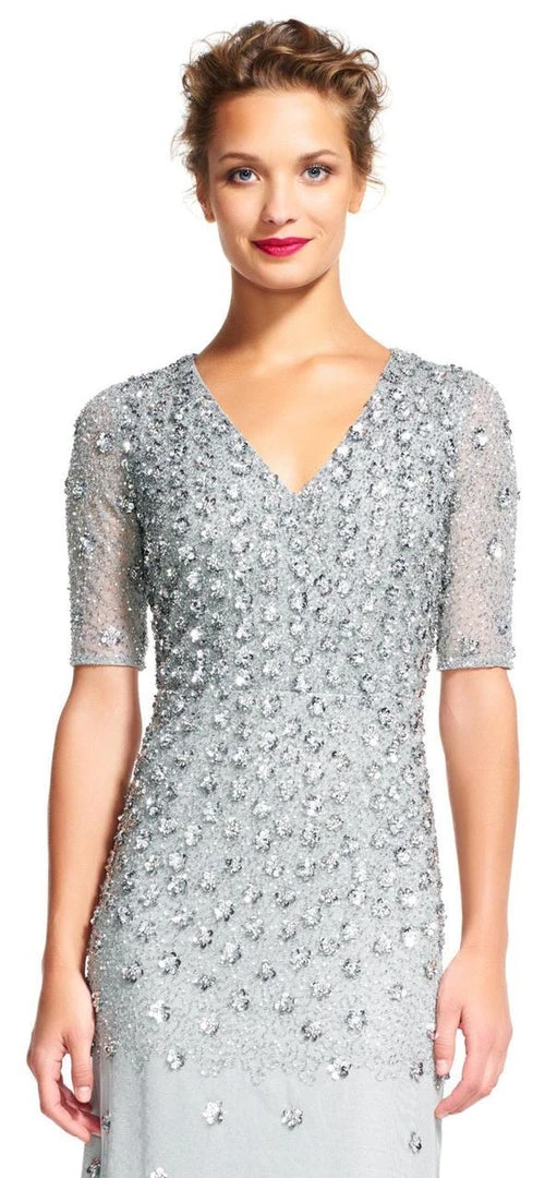 Adrianna Papell - V Neck Long Dress AP1E200158 Formal Gowns 4 Adrianna Papell - V Neck Long Dress AP1E200158 Formal Gowns