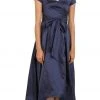 Adrianna Papell V-Neck Ruched Taffeta High-Low Dress 81917430 - 1 Pc Navy In Size 8 Available Formal Gowns