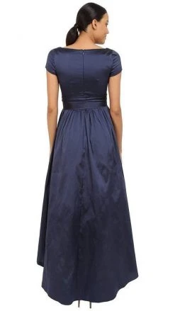 Adrianna Papell V-Neck Ruched Taffeta High-Low Dress 81917430 - 1 Pc Navy In Size 8 Available Formal Gowns