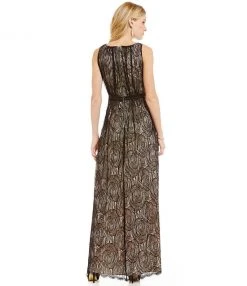 Formal Gowns Adrianna Papell - V-Neckline Embellished Lace Dress 91927460