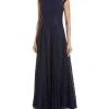 Aidan Mattox - 151A12840 Sheer Cap Sleeve Lace Godet A-Line Dress Formal Gowns