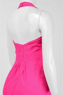 Aidan Mattox - 54469500 Plunging Halter Silk Draping Sheath Gown Formal Gowns