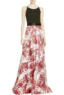 Aidan Mattox - 54471220 Scoop Floral Print A-Line Long Dress