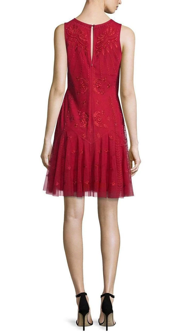 Cocktail Dresses Aidan Mattox - 54473380 Embroidered Mesh Sleeveless Drop Waist Short Dress - 1 Pc Garnet In Sizes 8 Available 5 Cocktail Dresses Aidan Mattox - 54473380 Embroidered Mesh Sleeveless Drop Waist Short Dress - 1 Pc Garnet In Sizes 8 Available