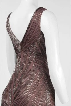 Aidan Mattox - 54474240 V Neck Long Dress - 1 Pc Sepia In Size 6 Available Formal Gowns