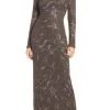 Aidan Mattox - Beaded And Embroidered Mesh Long Dress MD1E200365 Formal Gowns