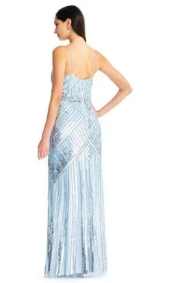 Aidan Mattox - Blouson V Neck Sheath Dress MD1E203800 - 1 Pc Cloud Blue In Size 12 Available Formal Gowns
