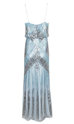 Aidan Mattox - Blouson V Neck Sheath Dress MD1E203800 - 1 Pc Cloud Blue In Size 12 Available Formal Gowns