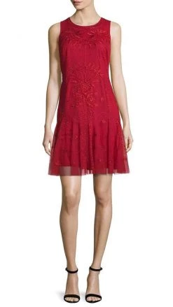 Aidan Mattox - Embroidered Mesh Drop Waist Short Dress 54473380 Cocktail Dresses