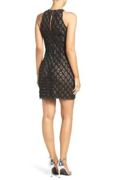 Cocktail Dresses Aidan Mattox - Halter Neckline Embellished Short Dress 54473450