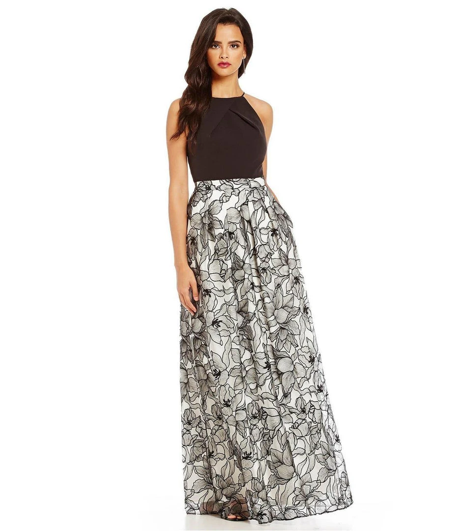 Aidan Mattox - Halter Neckline Embroidered Long Dress MN1E200582 Formal Gowns 3 Aidan Mattox - Halter Neckline Embroidered Long Dress MN1E200582 Formal Gowns