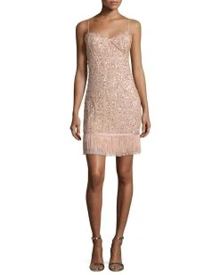 Aidan Mattox - MD1E200485 Sequined Fringe Sheath Dress