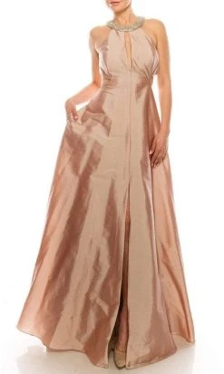 Aidan Mattox - MD1E200589 Beaded Halter Taffeta Dress Formal Gowns