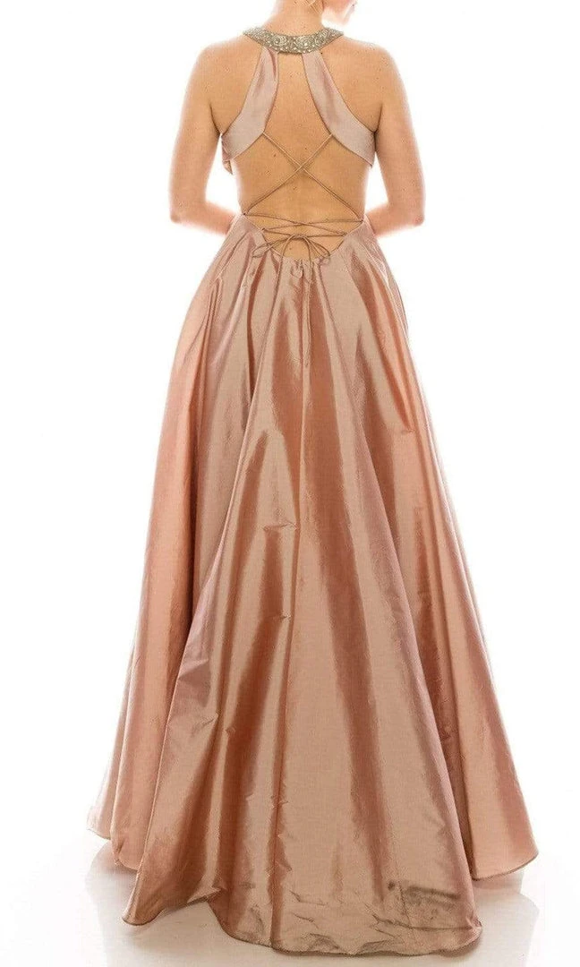 Aidan Mattox - MD1E200589 Beaded Halter Taffeta Dress Formal Gowns 4 Aidan Mattox - MD1E200589 Beaded Halter Taffeta Dress Formal Gowns