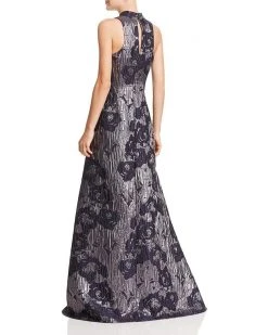 Formal Gowns Aidan Mattox - MD1E200784 Sleeveless Metallic Floral Print Gown