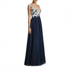 Formal Gowns Aidan Mattox - MD1E200856 Sleeveless V-Neck Embroidered Ball Gown 8 Formal Gowns Aidan Mattox - MD1E200856 Sleeveless V-Neck Embroidered Ball Gown