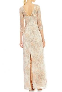 Aidan Mattox - MD1E201009 Sheer Embroidered Lace Gown