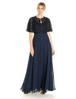 Aidan Mattox - MD1E201185 Embellished Caped Scoop Neck A-Line Gown 13 Aidan Mattox - MD1E201185 Embellished Caped Scoop Neck A-Line Gown