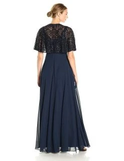 Aidan Mattox - MD1E201185 Embellished Caped Scoop Neck A-Line Gown 14 Aidan Mattox - MD1E201185 Embellished Caped Scoop Neck A-Line Gown