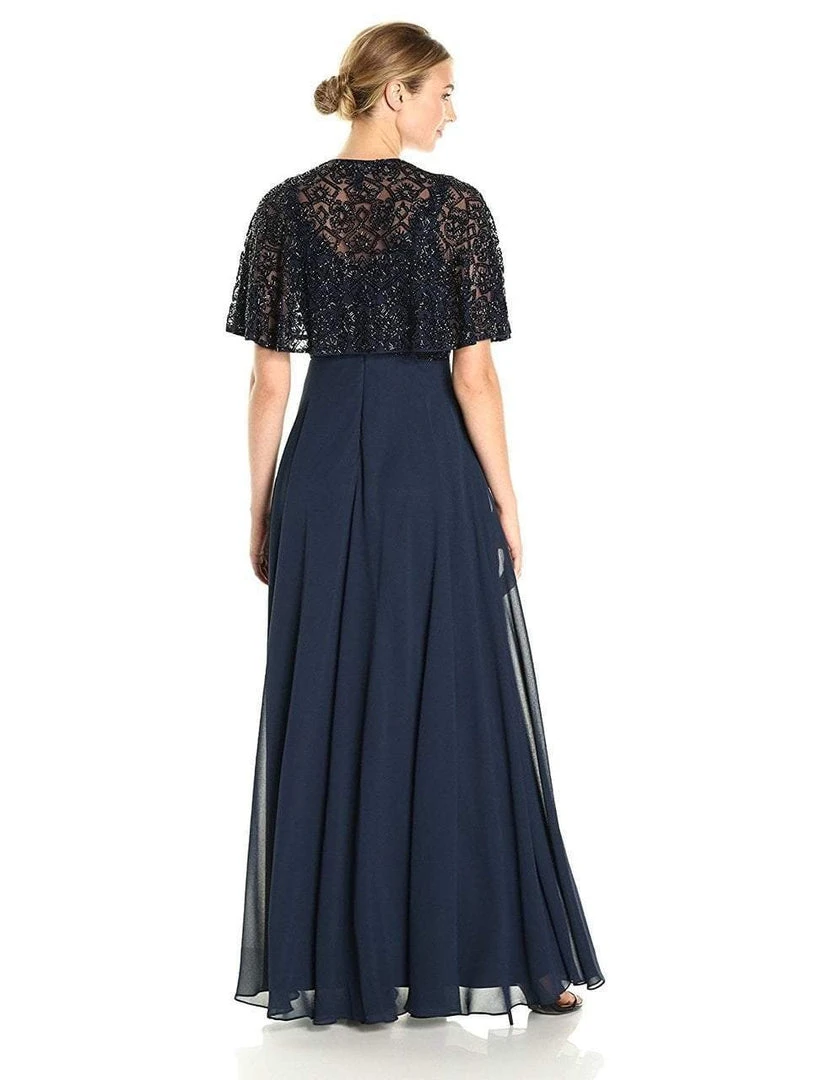 Aidan Mattox - MD1E201185 Embellished Caped Scoop Neck A-Line Gown 7 Aidan Mattox - MD1E201185 Embellished Caped Scoop Neck A-Line Gown