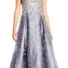 Formal Gowns Aidan Mattox - MD1E201384 V-neck Floral Jacquard Ballgown