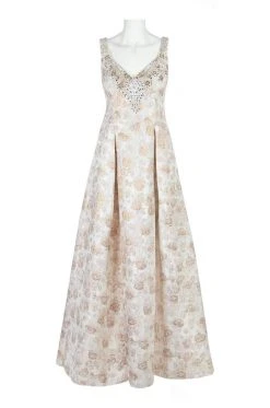 Aidan Mattox - MD1E201398 Embellished Sweetheart Jacquard A-line Dress